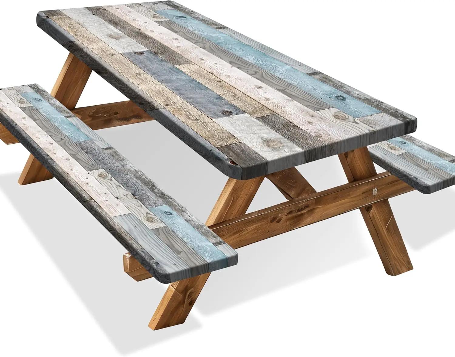 

Picnic Table Cover with Bench Covers Camping Essentials Farmhouse Outdoor Table Covers with Elastic Waterproof Camping T