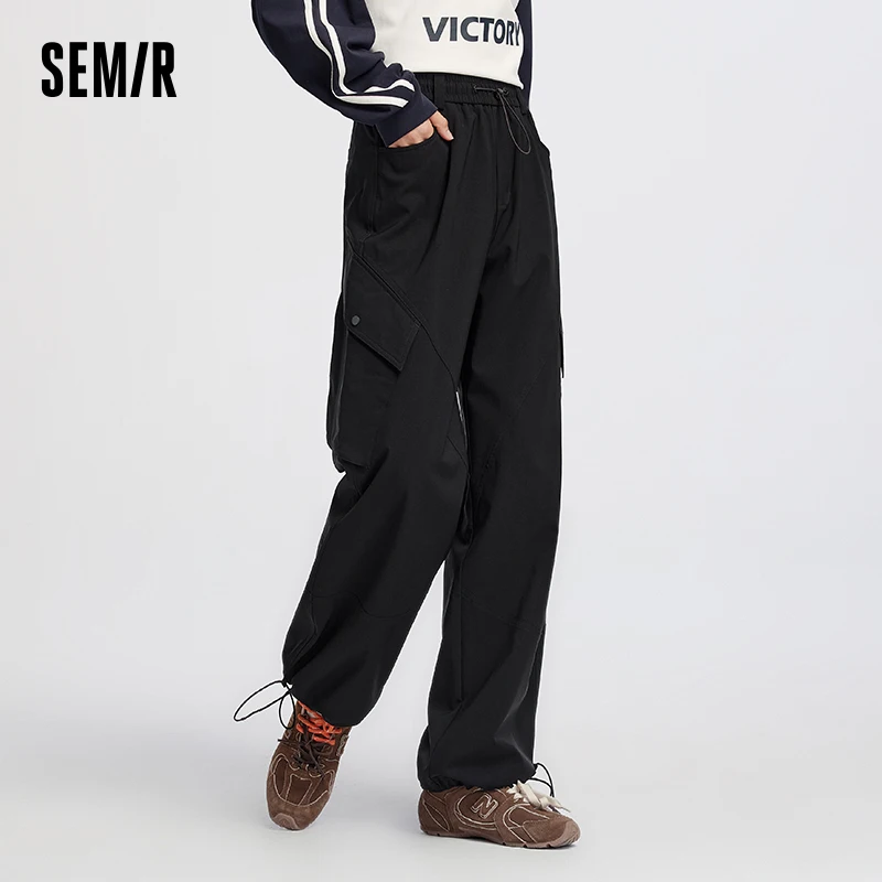 Semir Women Pants Solid Drawstring Wide Leg Split Detail Long Leg Look 2026 Autumn Cargo Style Outdoor Casual Trousers