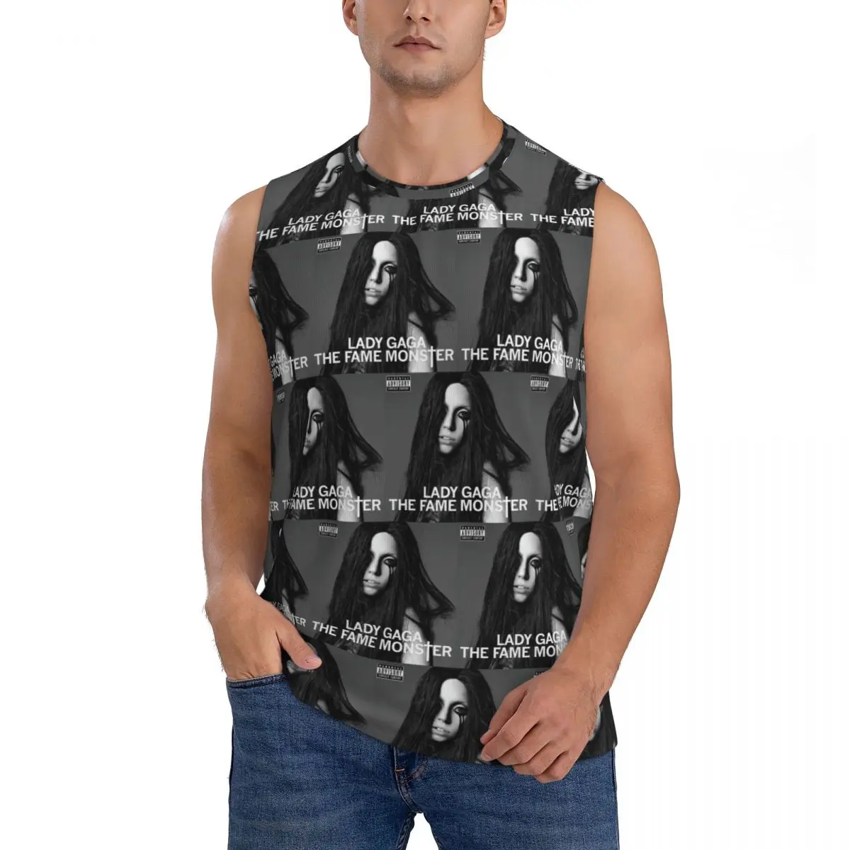 Lady Gaga,The Fame Monster Men Sleeveless Tank Tops Quick Dry Breathable Gym Fitness Running Summer Casual Sport Vest