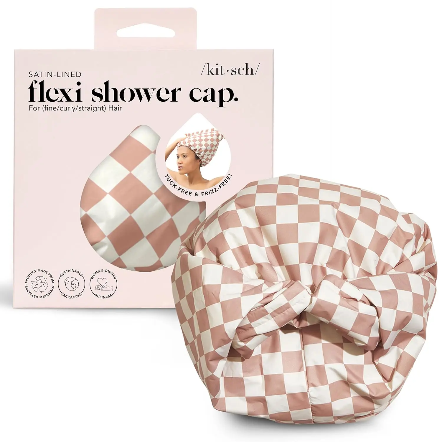 

Luxury Shower Caps for Women Reusable Waterproof - Large Wide Shower Cap for Women & Men, Adjustable,