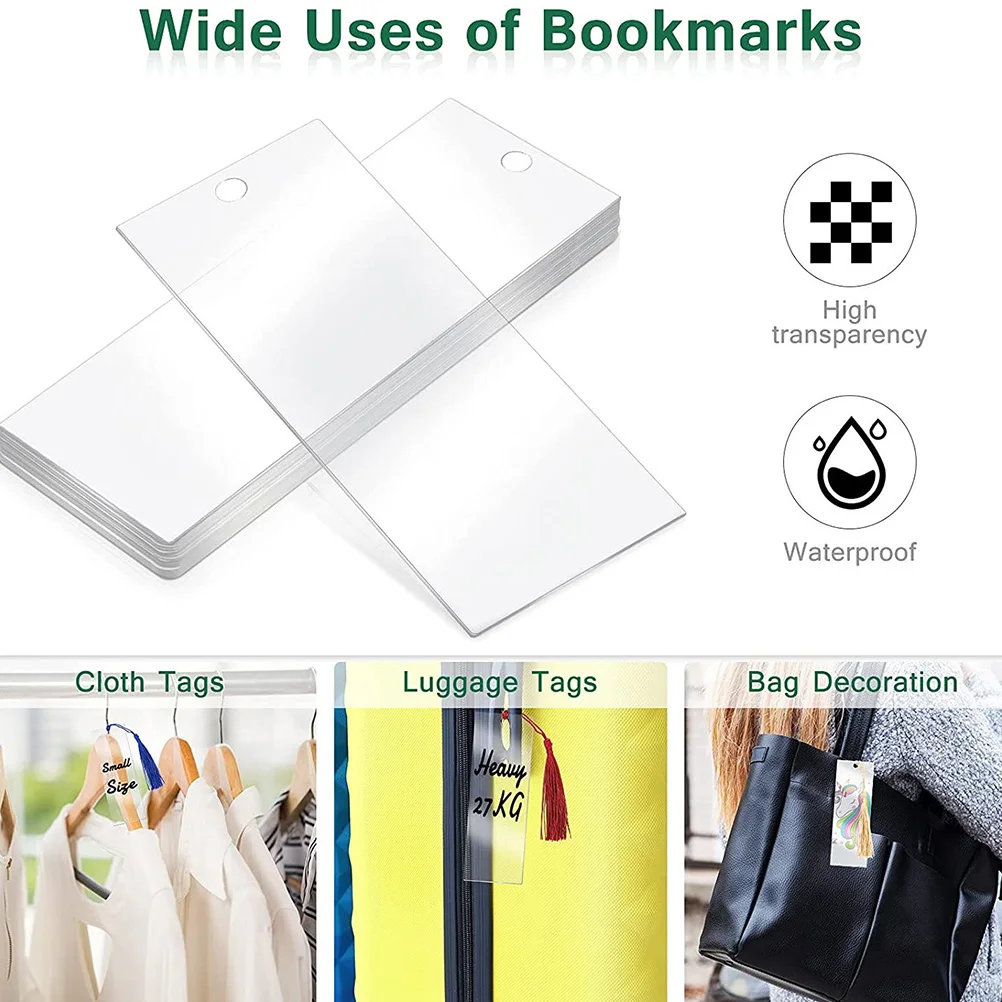 

10Sets Acrylic Bookmarks Blank Tassels DIY Book Marks Decoration Page Marker Gift Transparent Colorful Tassel Accessories