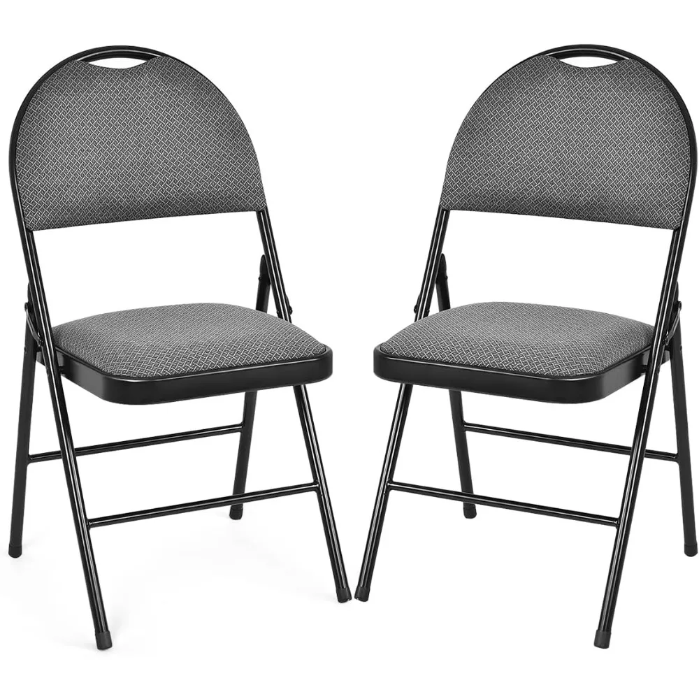 2-Pcs Folding Chairs Set - Foldable Dining Chairs with Upholstered Seat, Non-Slip Footpads, Commercial Guest Chairs, Pack of 2