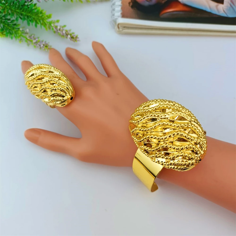 مجموعة مجوهرات إيطالية ذهبية اللون للنساء ، أقراط متدلية كبيرة ، مجوهرات زفاف نيجيرية ، مجوهرات زفاف ، موضة ، من إيما