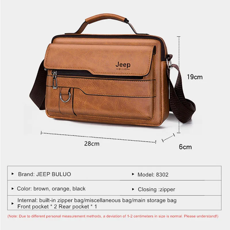 JEEP BULUO Multi-function Business Handbags Men New Man\'s Shoulder Bags Large Capacity Leather Messenger Bag Crossbody Big Brand