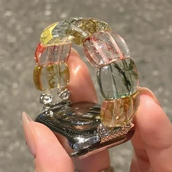 INS Color Smudged Natural Stone Strap For Apple Watch 49 45 44 42 41 40 38 MM Trendy Women Wristband For iwatch 9 8 7 6 SE 5 4 3