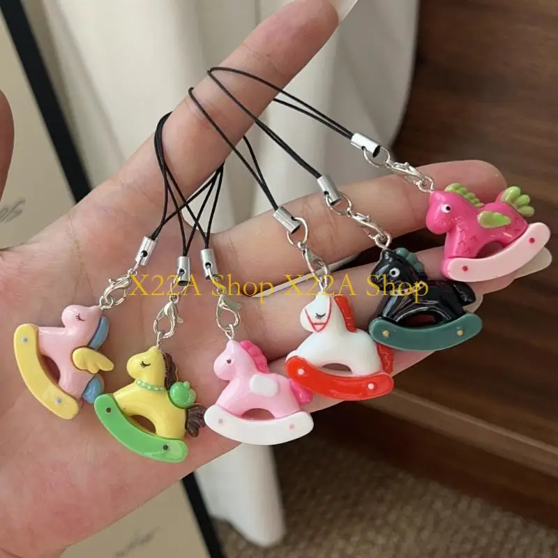 Unique Bright Colorful Horse Charm Phone Lanyard Keychain Fashion Accessory For Girls