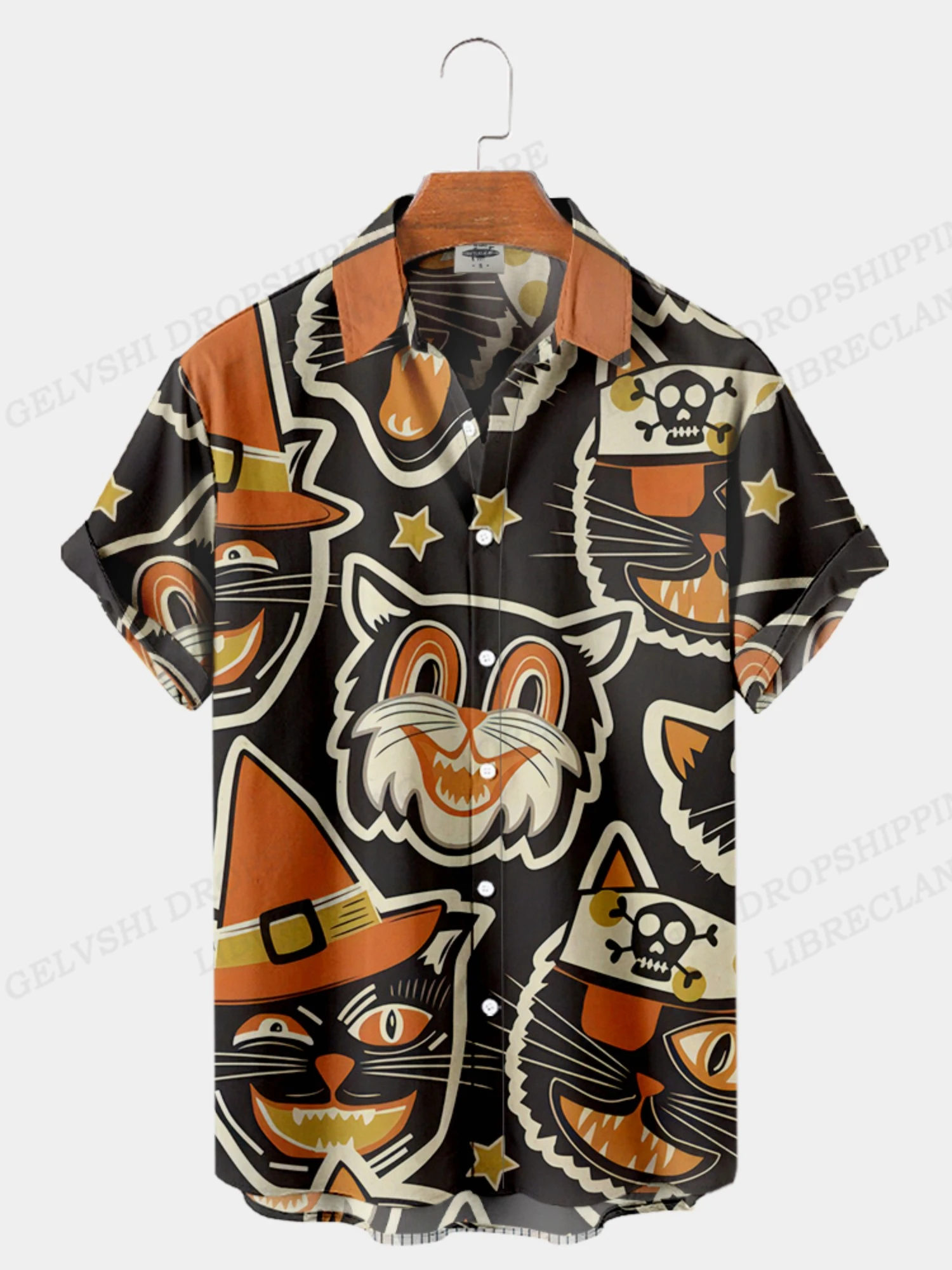 Summer Hawaiian Shirts Shape 3D Printed Shirts Men Women Fashion Shirt Beach Blouse Men\'s Vocation Blouses Animal Clothing Cat