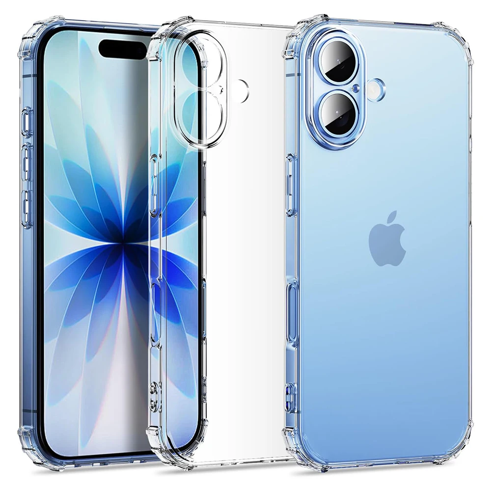 

Shockproof Airbag Silicone Case For iPhone 17 Air 16 16E 15 14 Plus 13 12 Mini 11 Pro Max Transparent Ultra Thin Cover TPU Shell