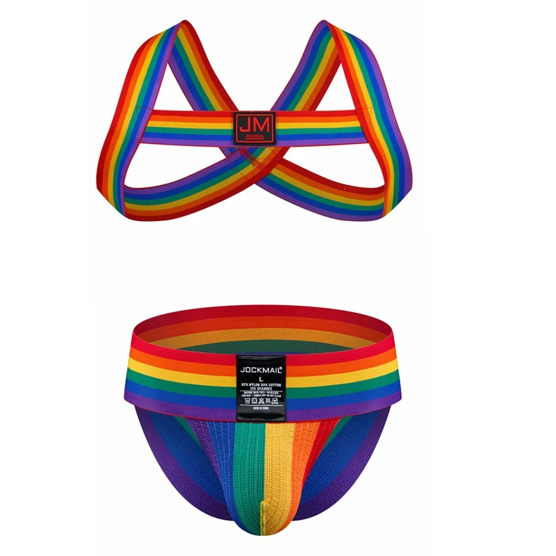 Body Bondage Men Sexy Harness Lingerie Belts Rainbow Pride Hollow Out Costume Men Jockstrap Mens Thongs G Strings Gay Underwear