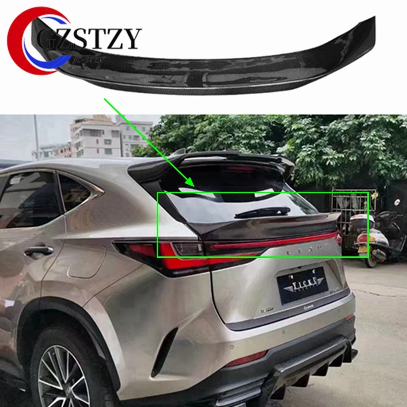 

Car Styling Carbon fiber CAR REAR WING TRUNK LIP Middle SPOILER FOR LEXUS NX NX200 NX200t NX300h 2022 2023 Auto Roof spoiler