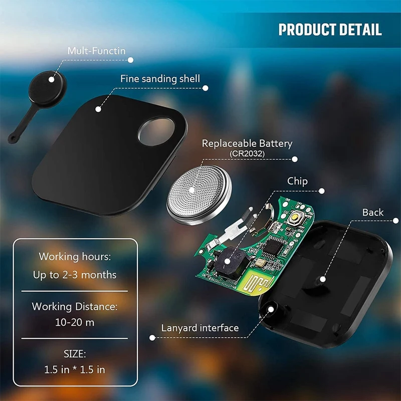 جهاز تعقب ذكي فائق النحافة يعمل بتقنية البلوتوث المفقود ، جهاز تعقب العناصر الرئيسية ، بطارية قابلة للاستبدال ، محافظ الأمتعة ، عبوة 2