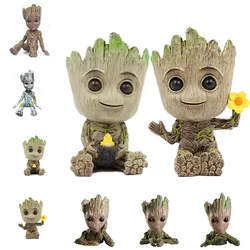 Disney Marvel Avengers Groot Mini Figure Pen Holder  Flower Pot Anime Toys Action Figure Sitting Groot Christmas Kids Toys Gifts