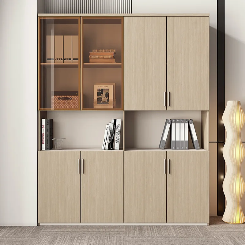 File cabinets, data cabinets, wooden simple modern office building, long , glass with locks, office file