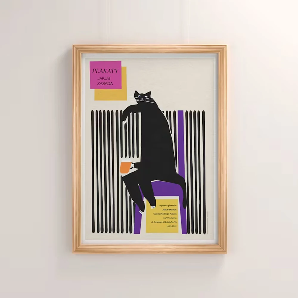 Moderne traurige Katze mit Bier Cuadros Geschenkidee Wandkunst Drucke Leinwand Malerei Poster Bild für Wohnzimmer Schlafzimmer Home Decor