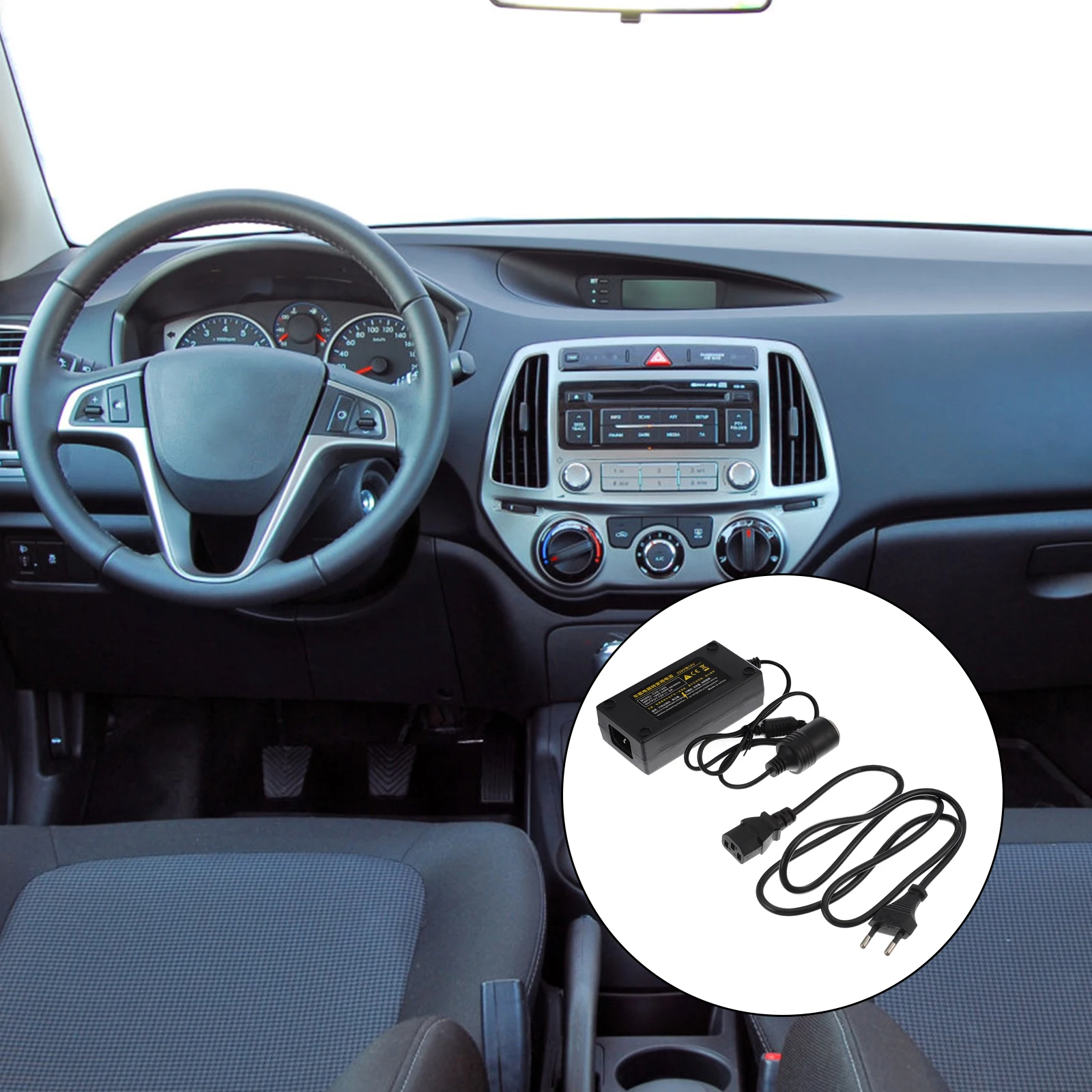 

1Pcs Power Converter 220V to 12V Vehicle Adapter Durable Practical Car Power Equipment Portable Compact Design