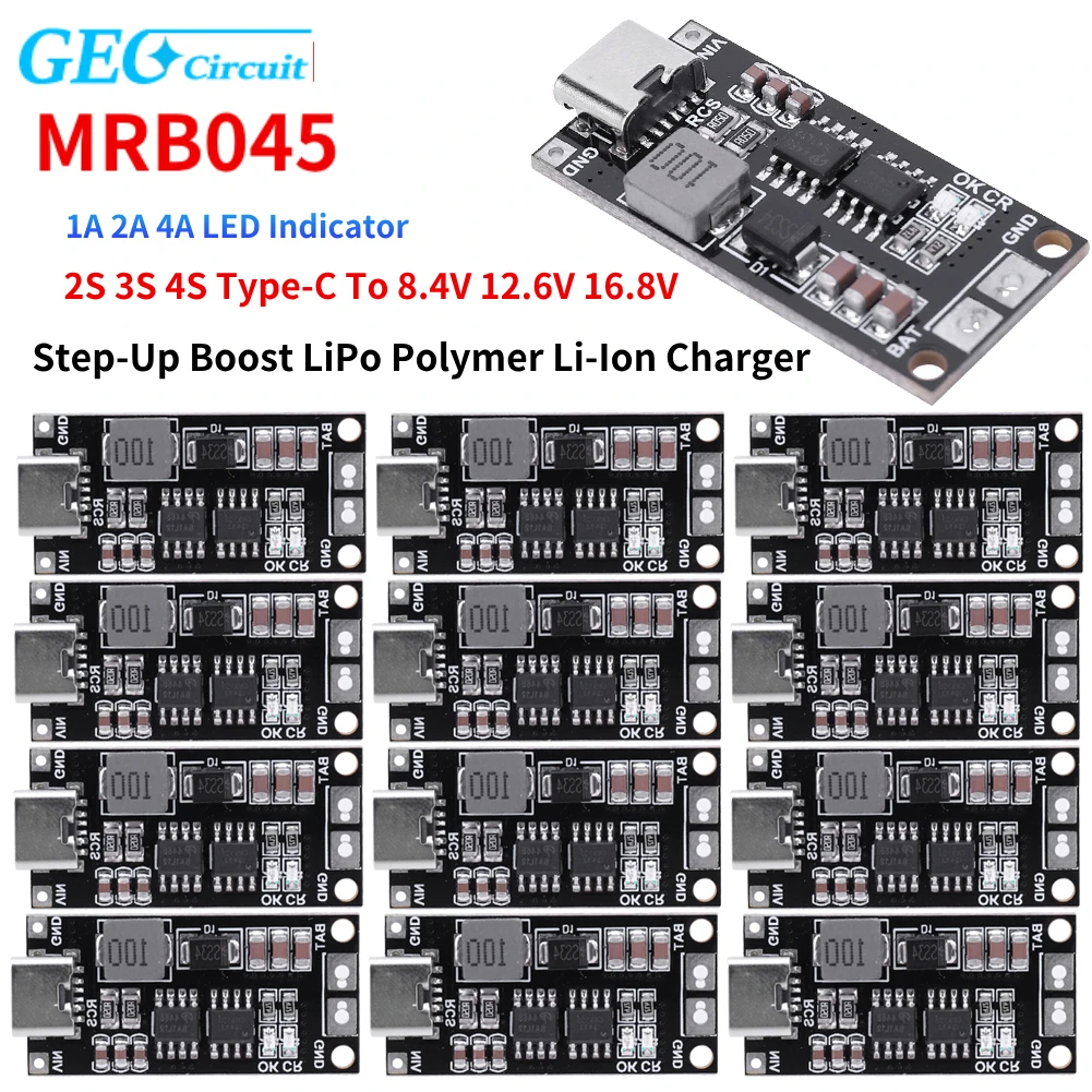 2S 3S 4S Multi-Cell 2S 3S 4S Type-C To 8.4V 12.6V 16.8V Step-Up Boost Lithium Battery Charging Boost Module Overvoltage Protect