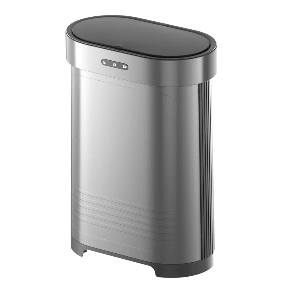 

Мусорное ведро из нержавеющей стали для кухни, 13 галлонов, с датчиком движения, автоматическое, бесконтактное, съемное, настраиваемое
