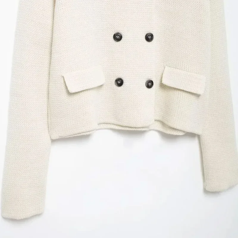 TRAF maglione da donna cardigan corto 2024 autunno elegante manica lunga Top cardigan lavorato a maglia capispalla da donna cappotto corto Casual