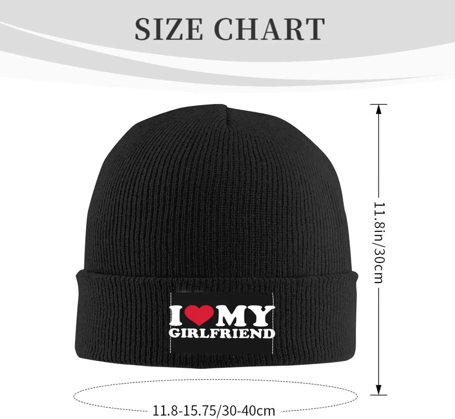 Heart Funny I Love My Girlfriend Beanie Hats Men Warm Hats Womens Knit Stocking Hats Skull Cap Black