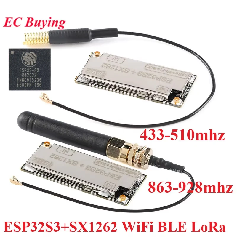 ESP32S3+SX1262 WiFi Bluetooth-compatible BLE LoRa LoRaWAN Wireless Module 433-510mhz 863-928mhz HTIT-Wsh ESP32-S3FN8 For Arduino