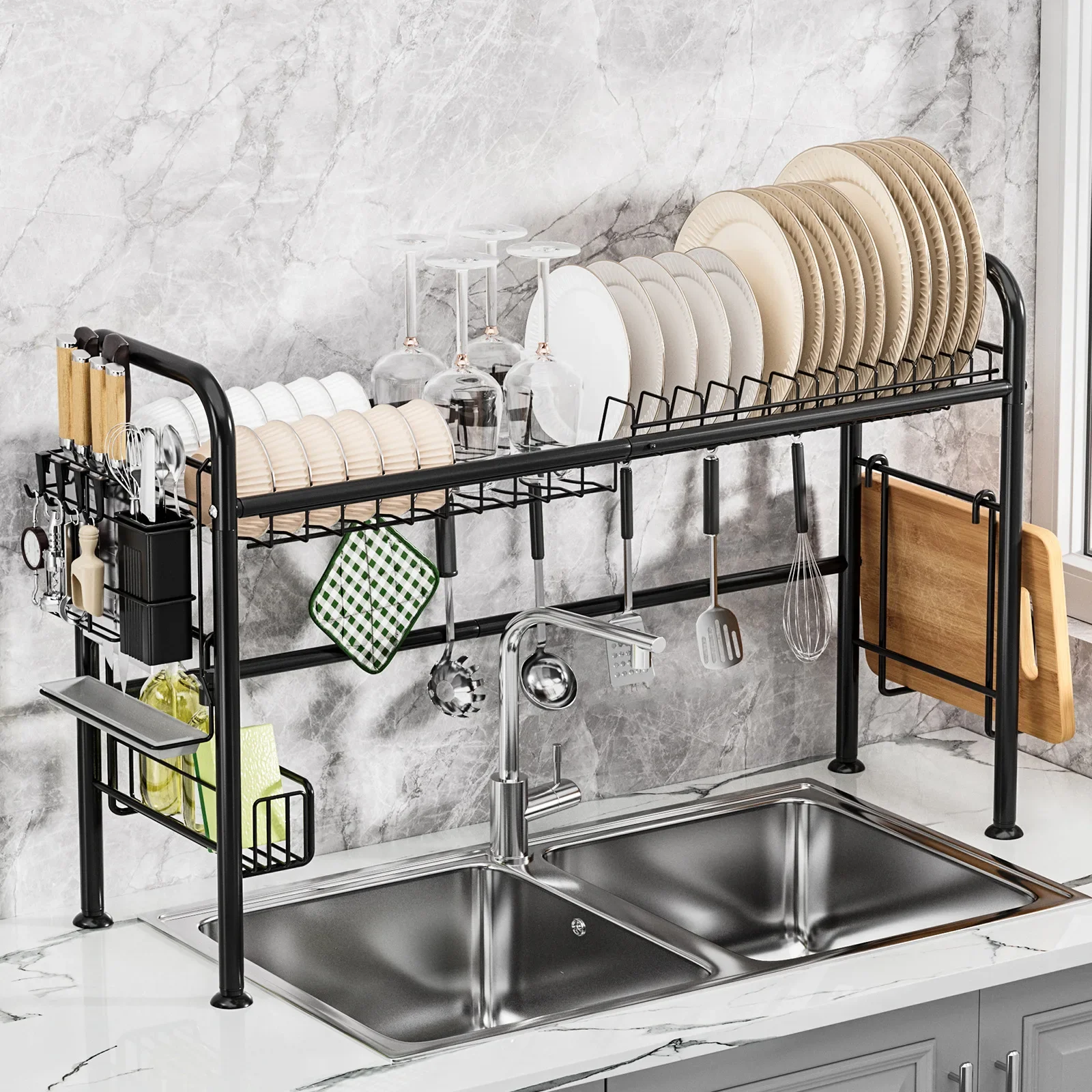 

Kitchen Sink Shelf Kitchen Utensils Knife Holder Tableware Drain Holder Bowl Holder Countertop Dish Storage Rack