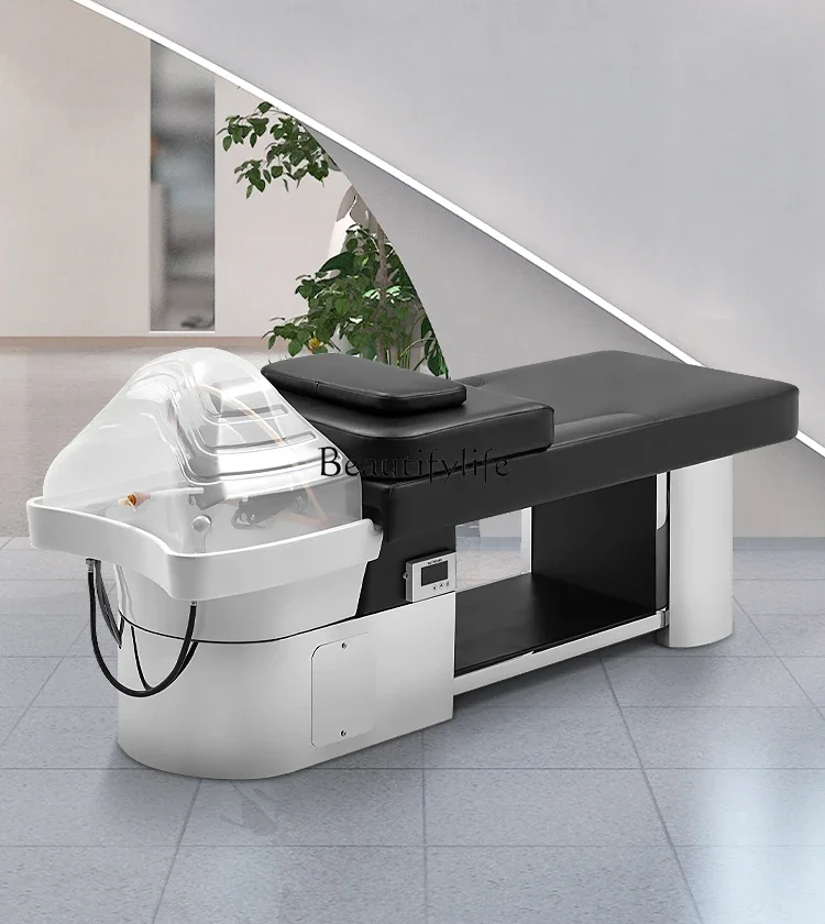 

02Hair Salon Stainless Steel Shampoo Chair Hair Saloon Dedicated Corpse Pose Ceramic Basin Shampoo Chair