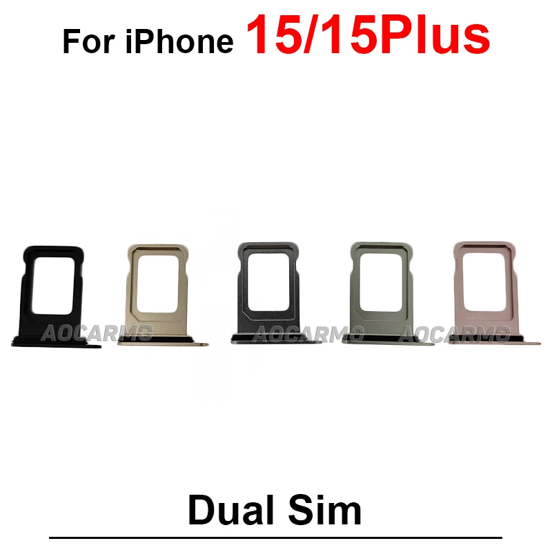 Dual Sim Tray For iPhone 15 PLUS 15Plus Black Blue Green Yellow Pink SIM Card Holder Slot Replacement Parts