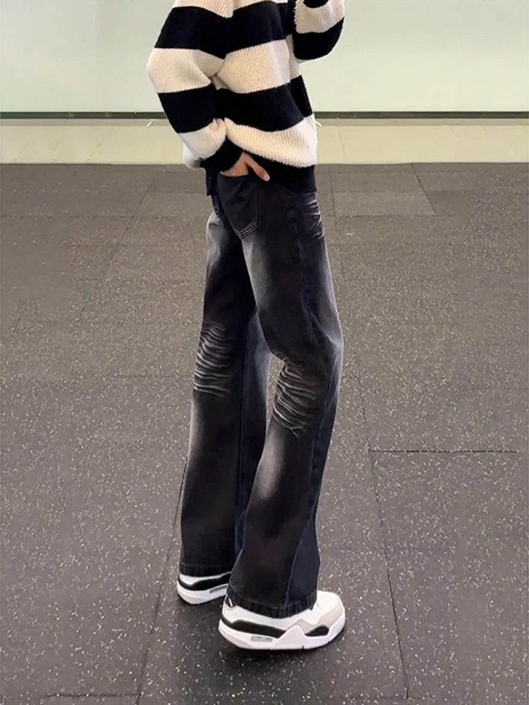 

Bla Mustache Vintage Waed American Design Men's Straight Leg Jeans High Waist Long Pants Cotton Polyester Blend Youth...