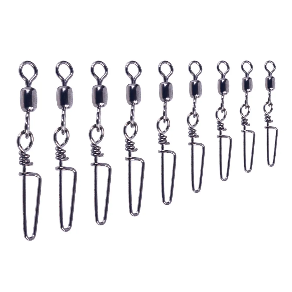 50Pcs/lot  Stainless Steel Fishing Triangle Connector Pin Bearing Rolling Swivel Snap Fishing Accessories For Fishhook