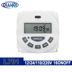 L701 AC 220V-250V 12V 110V 24V 16A(8A) Digital Timer Controller 7 Days Weekly Programmable Timer Switch Minutes Counter No Cover