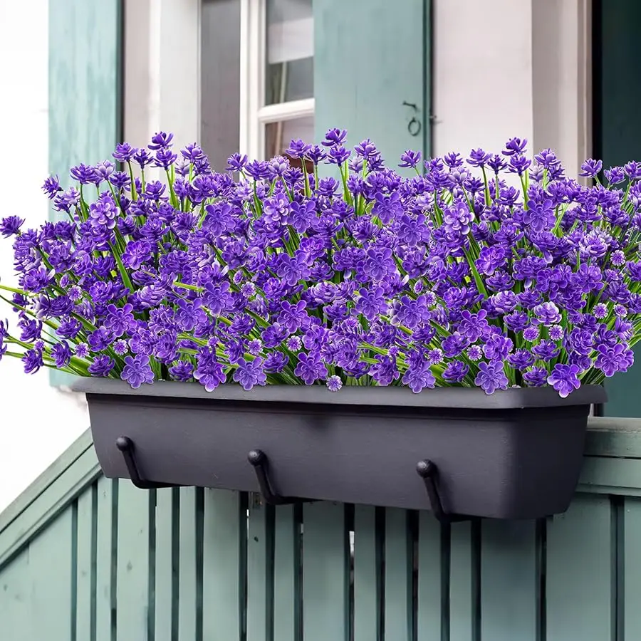 24 pacchi di fiori artificiali per esterni, fiori di plastica finti che non sbiadiscono, piante finte per la decorazione, fioriere sospese per interni ed esterni