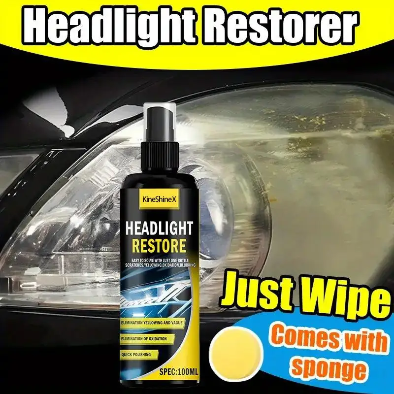 Car Headlight Restoration Kit Fog Yellow Remove Repair Liquid Portable DIY Polishing Spray Restore Clear Lamp Light