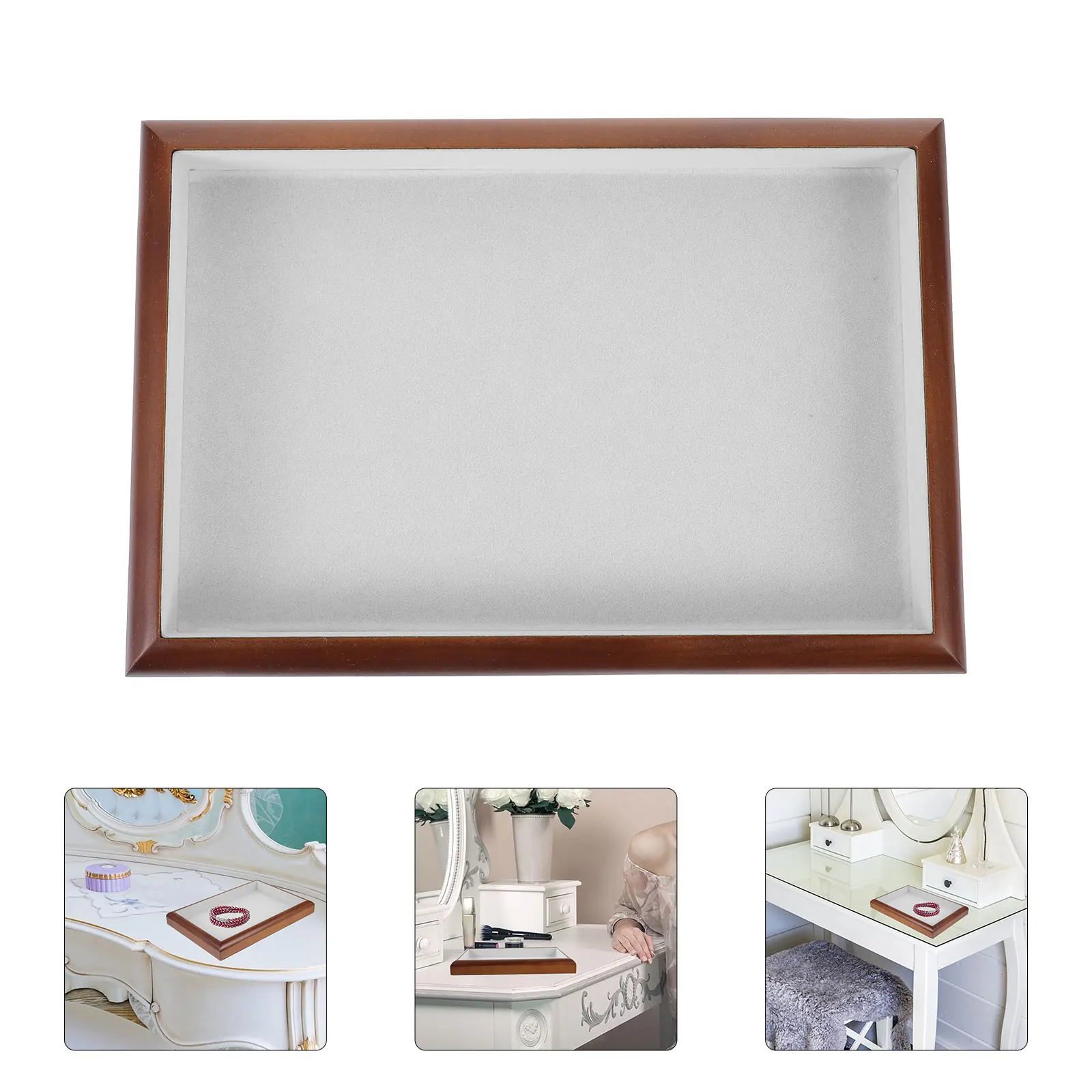 

Wooden Jewelry Tray Walnut Color Small Size C Storage ganizer For Necklace Rings Earrings Portable Stackable Plate Display