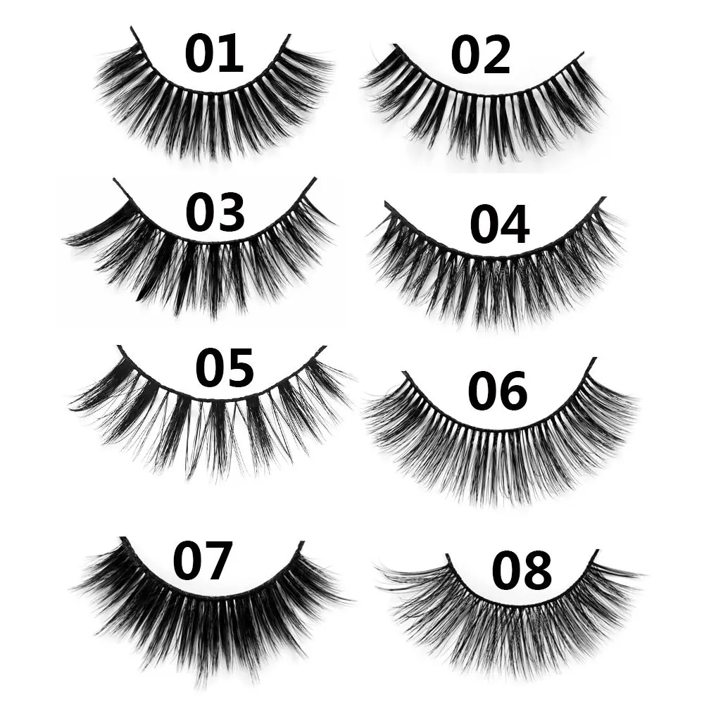 SKONHED 10 Pairs Handmade Natural Long Wispy 3D Faux Mink Hair Crisscross Extension Tools False Eyelashes