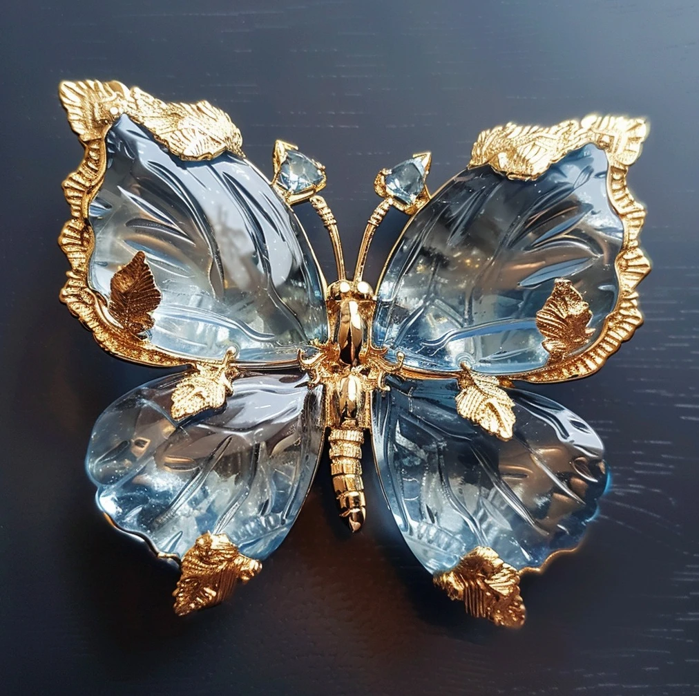 WW Butterfly Crystal Brooch Original Design Metal Animal Pin For Clothing Decoration