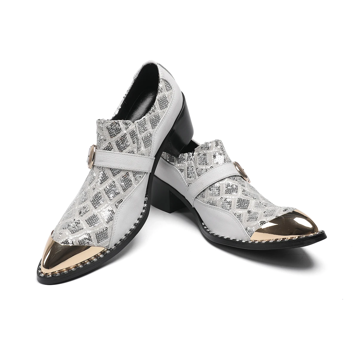 Włoskie męskie buty wizytowe Zapatos Hombre Obcasy Męskie Oksfordy z klamrą na pasku Buty na przyjęcie ślubne Skórzane złote palce Męskie buty biznesowe
