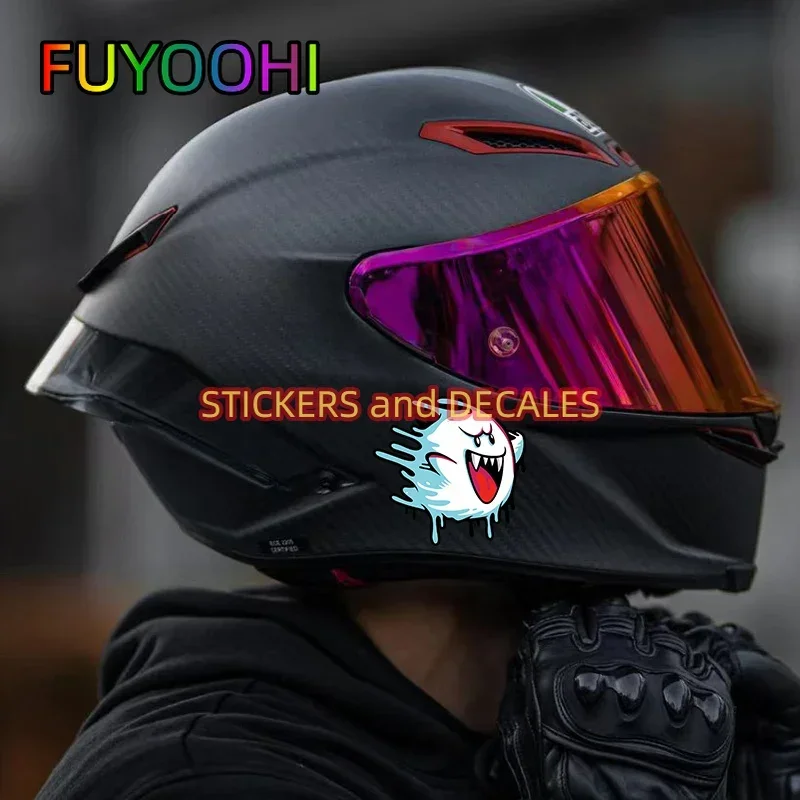 FUYOOHI Melting Ghost Left and Right Motorcycle Helmet Stickers Motocross Body Racer Fuel Tank Decals Racing Window Decoration