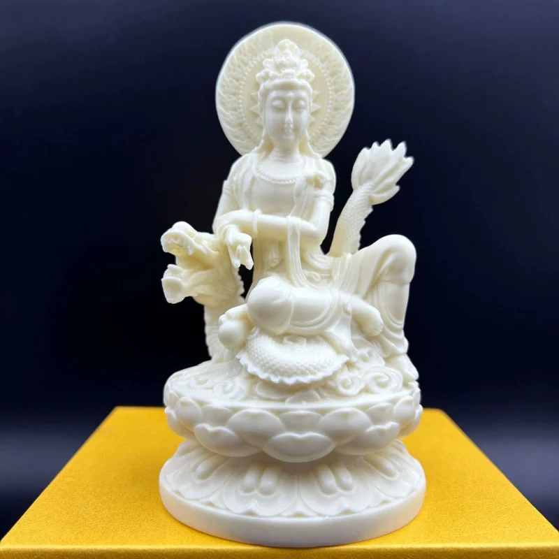 Ivory Nut Carving Ruyi Royal Dragon Guanyin Ornaments Home Decoration Free Guanyin Bodhisattva/Buddha Statue Crafts