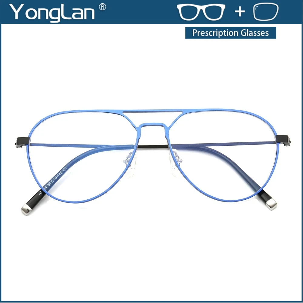 YONGLAN Fasion Pilot Prescription Glasses High Quality Metal Progressive Eyeglasses Myopia/Hyperopia Optical Eyewear for Men
