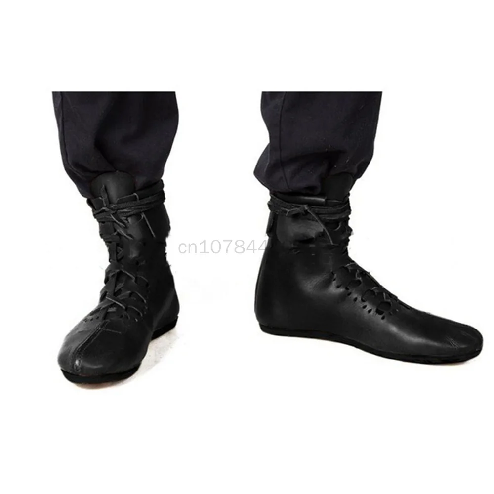 Zapatos de cuero PU para caballero Medieval, botas góticas Retro para Halloween, Carnaval, príncipe pirata Vikingo, accesorios de juego de rol, 2023