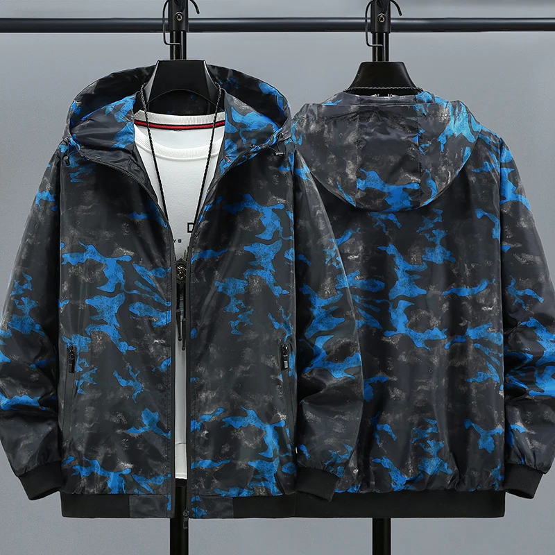 Cross border camouflage jacket men's new fashionable loose hooded jacket plus size Korean version Spring and Autumn baseball uni