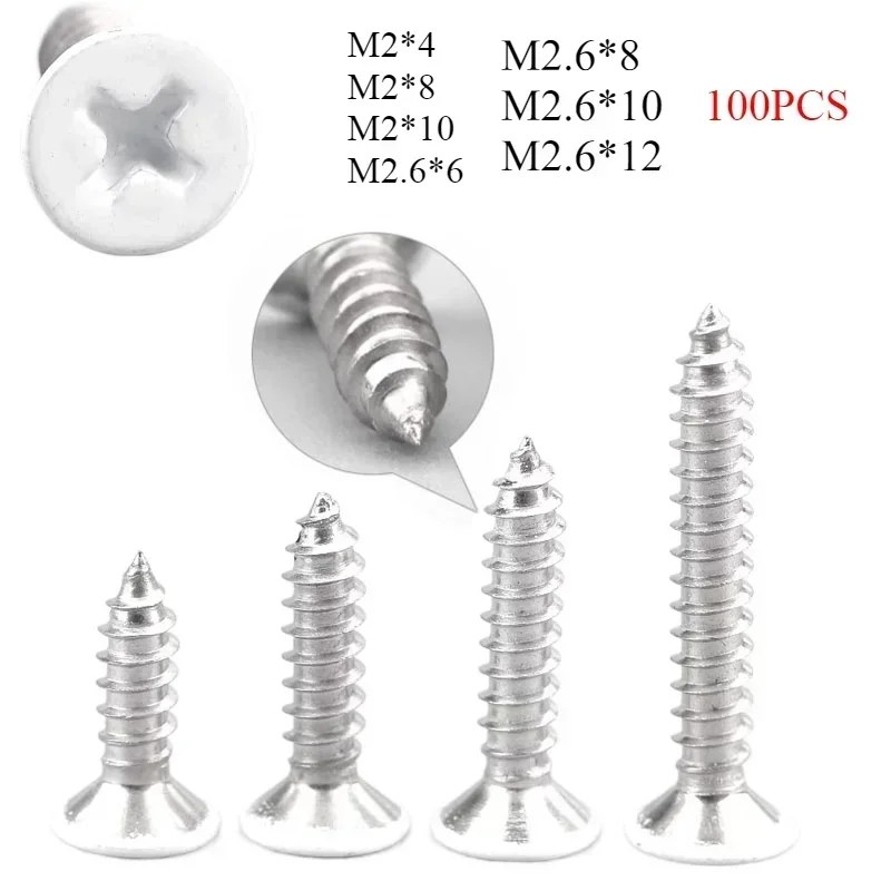 

304 Stainless Steel White Baking Paint Flat Phillips Pan Wood Cross Truss Self-tapping Screw Sheet Metal Cover Dubeautiful Vida