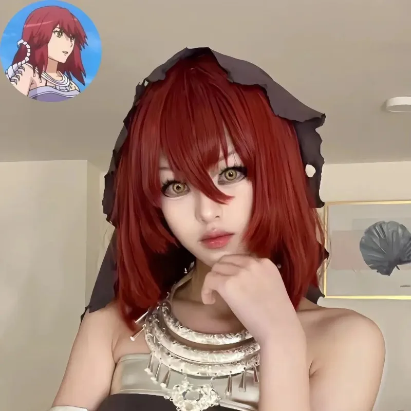 

Huandu Luolan Cos Fake Hair Female Big Red Princess Cut Ji Hair Fox Demon Little Matchmaker Long Straight Hair Whole Headgear