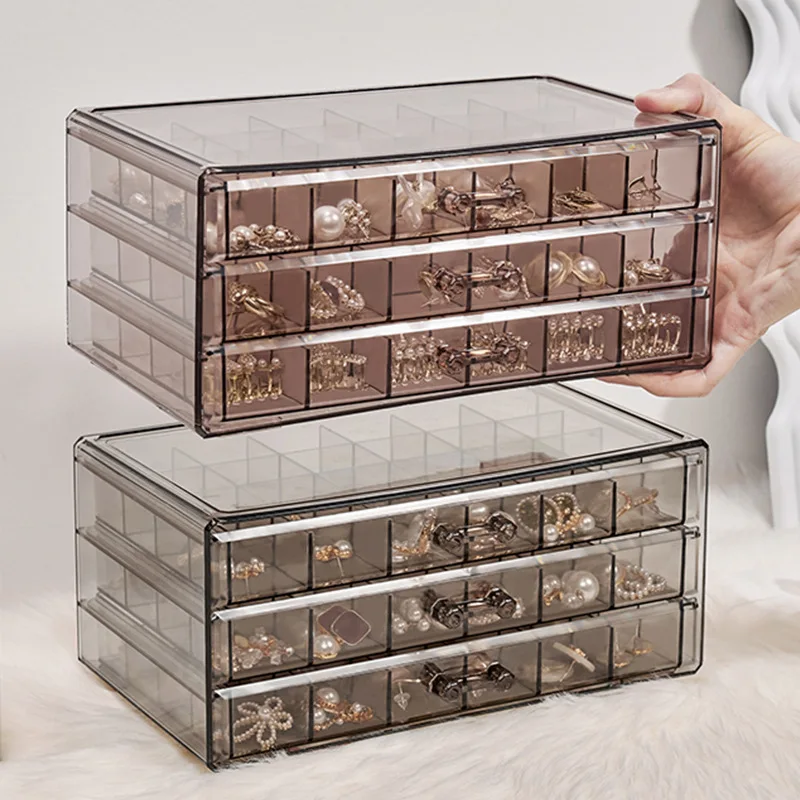 

2023 Acrylic Cosmetics Organizer Storage Box Clear Plastic Multi-cell Earrings Necklace Jewelry Storage Makeup Jewelry Container