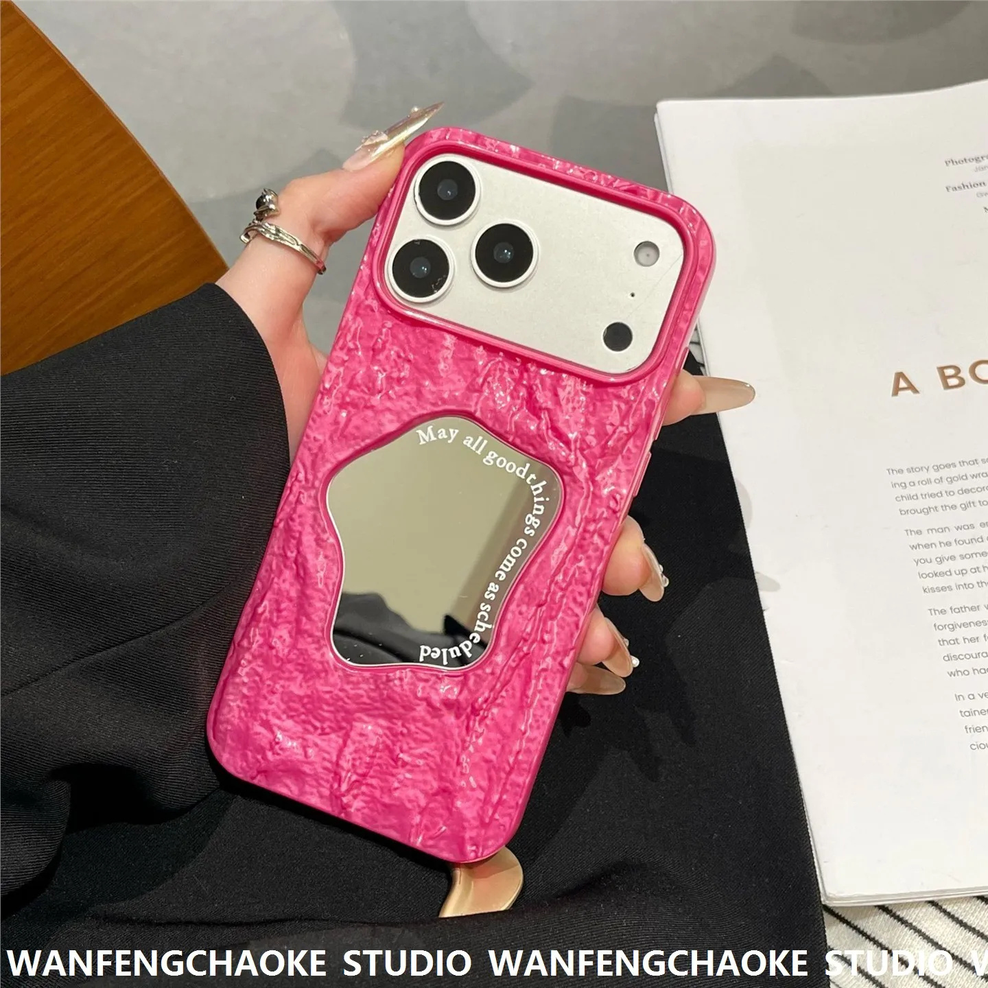 capa-de-celular-unissex-com-superficie-espelhada-dobravel-cor-pura-compativel-com-iphone-17-pro-max-cores-vibrantes-grande-porta-moedas