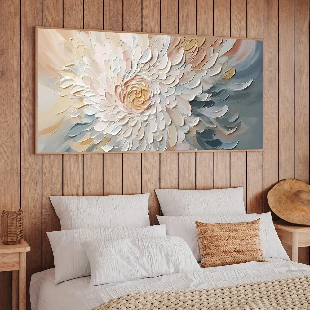 A modern abstract floral textured canvas wall painting, suitable for bedroom decoration.  for decorating living rooms and hallwa