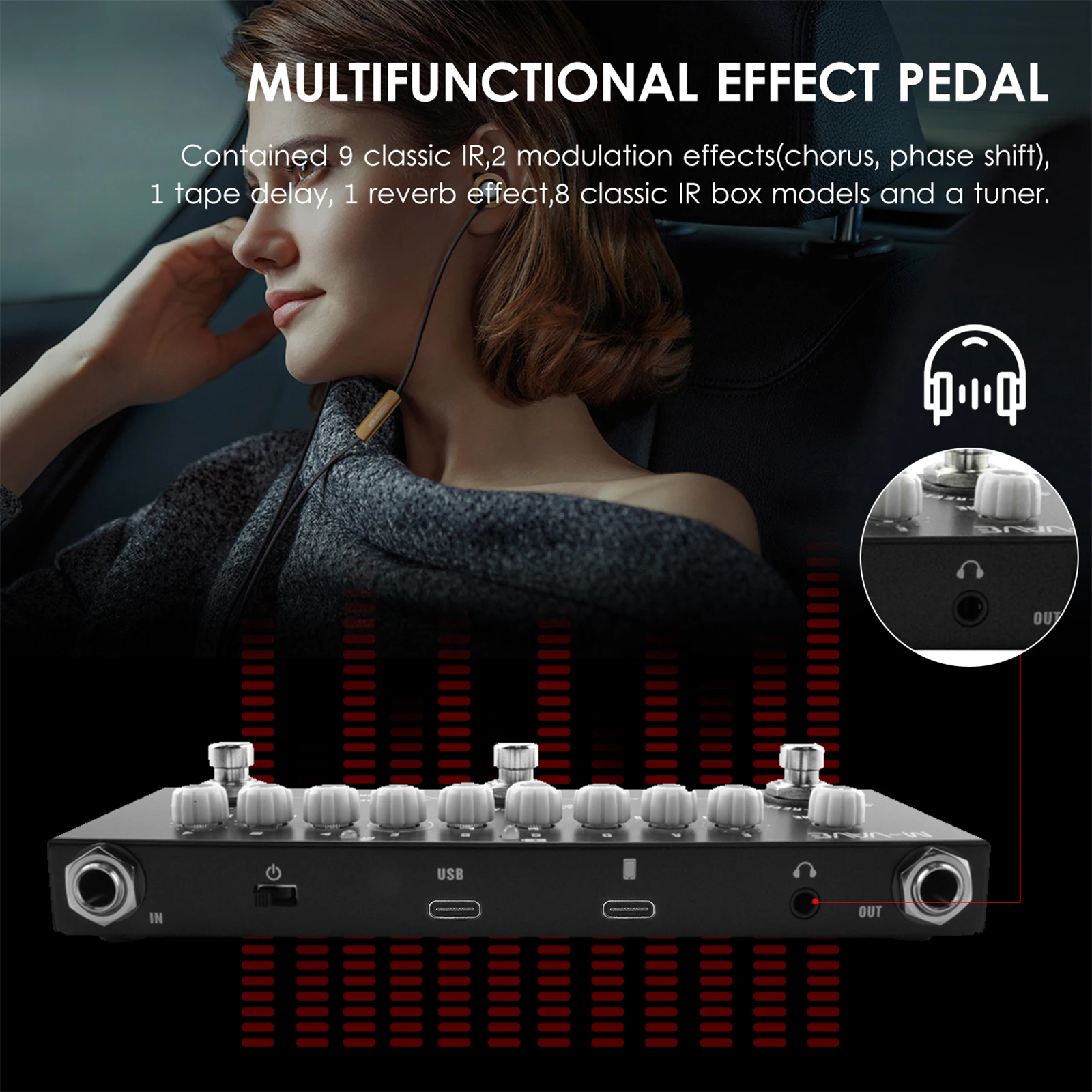 دواسة تأثير الجيتار الكهربائي المحمولة متعددة الوظائف من M-VAVE CUBE BABY مع واجهة تشغيل الموسيقى اللاسلكية من النوع C #2