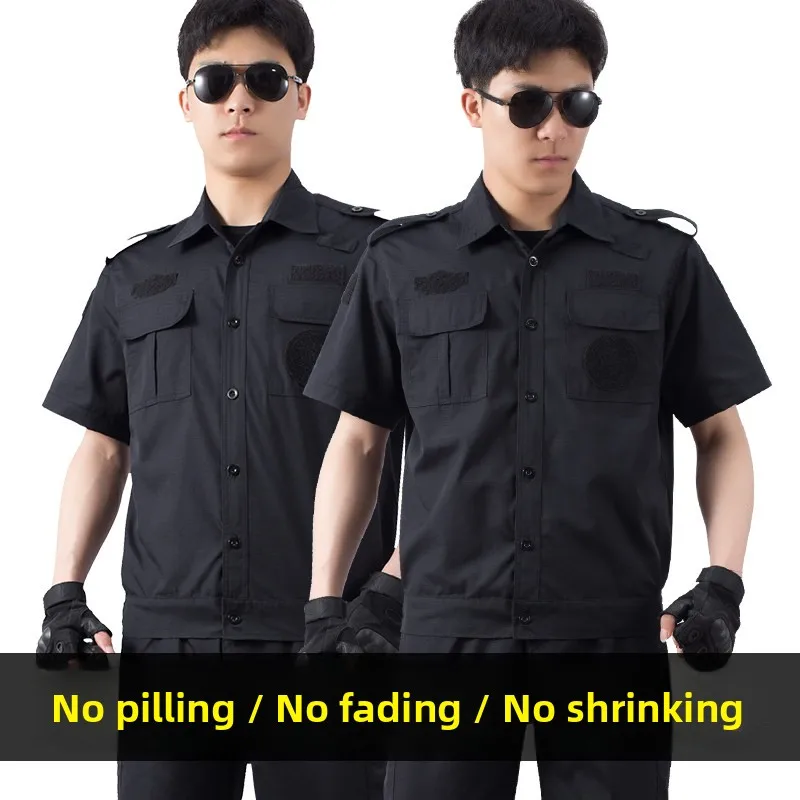 

Summer Securi orm Men's Workwear ort Sve Training Suit Bla Thin Long Sve Lightweight Protective Clothing Set