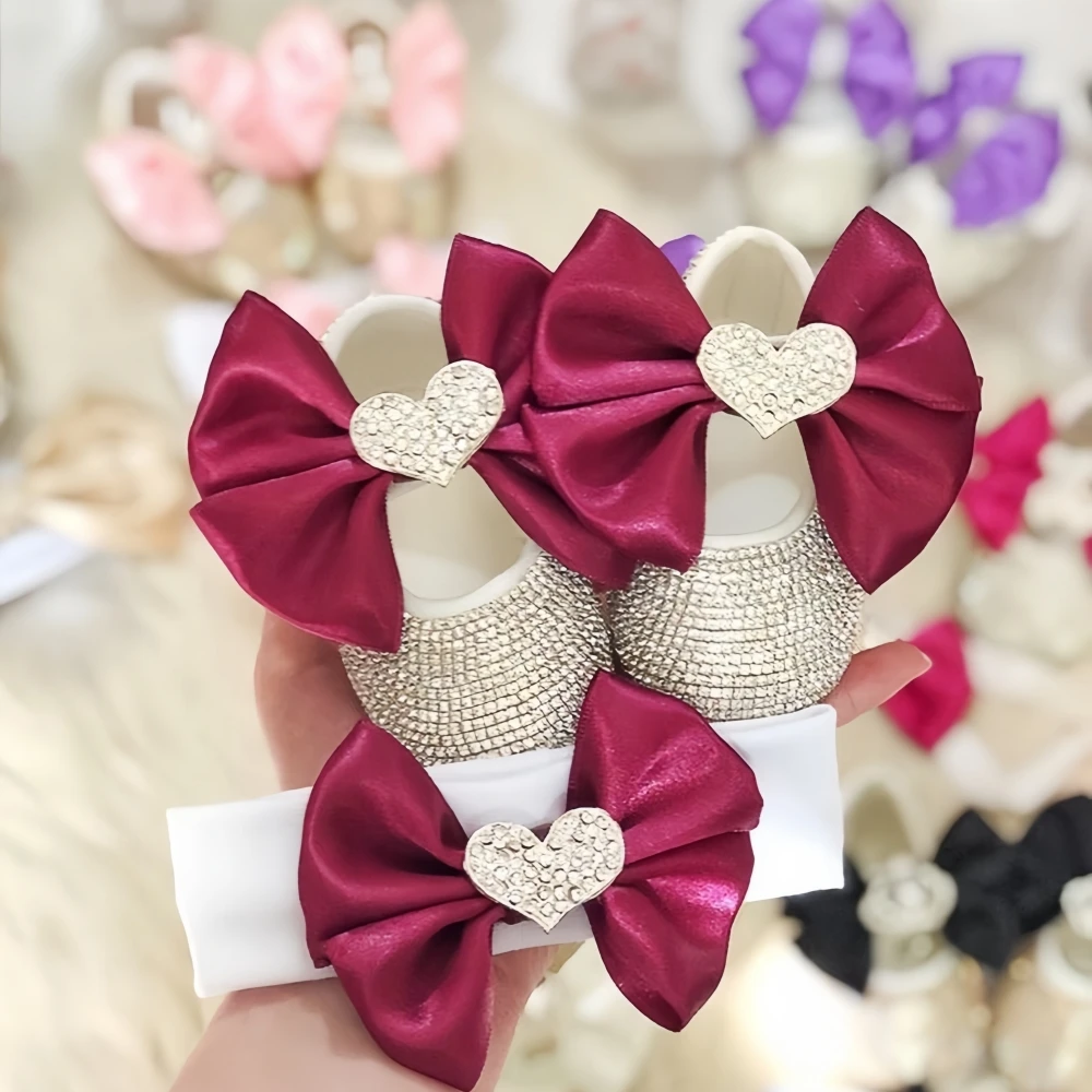 

Dollbling Inspired Gorgeous Lolita Bowknot Bling Bling Baby Crystal Crown Design Newborn Crib Shoes Gifts for Christening