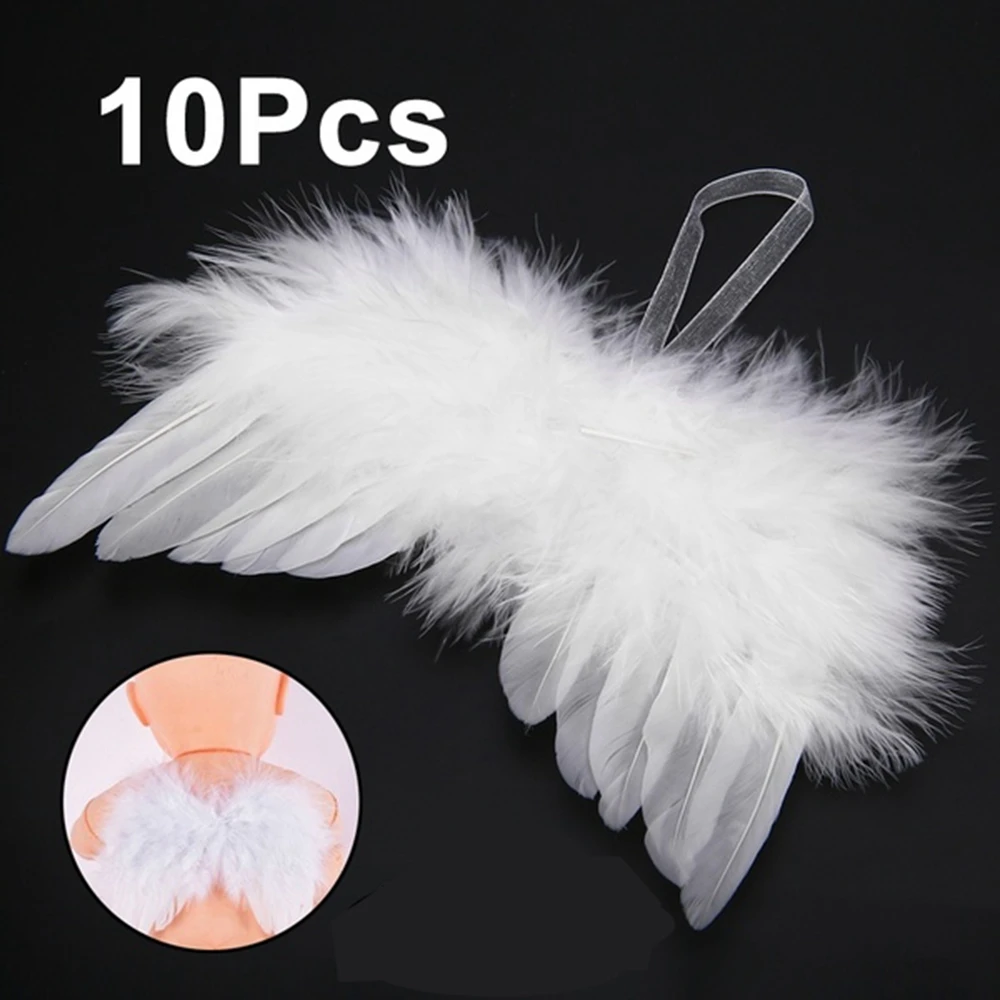 Lovely Vintage Wedding White Party Christmas Tree Decor Angel Wings Hanging Ornament Feather Wing